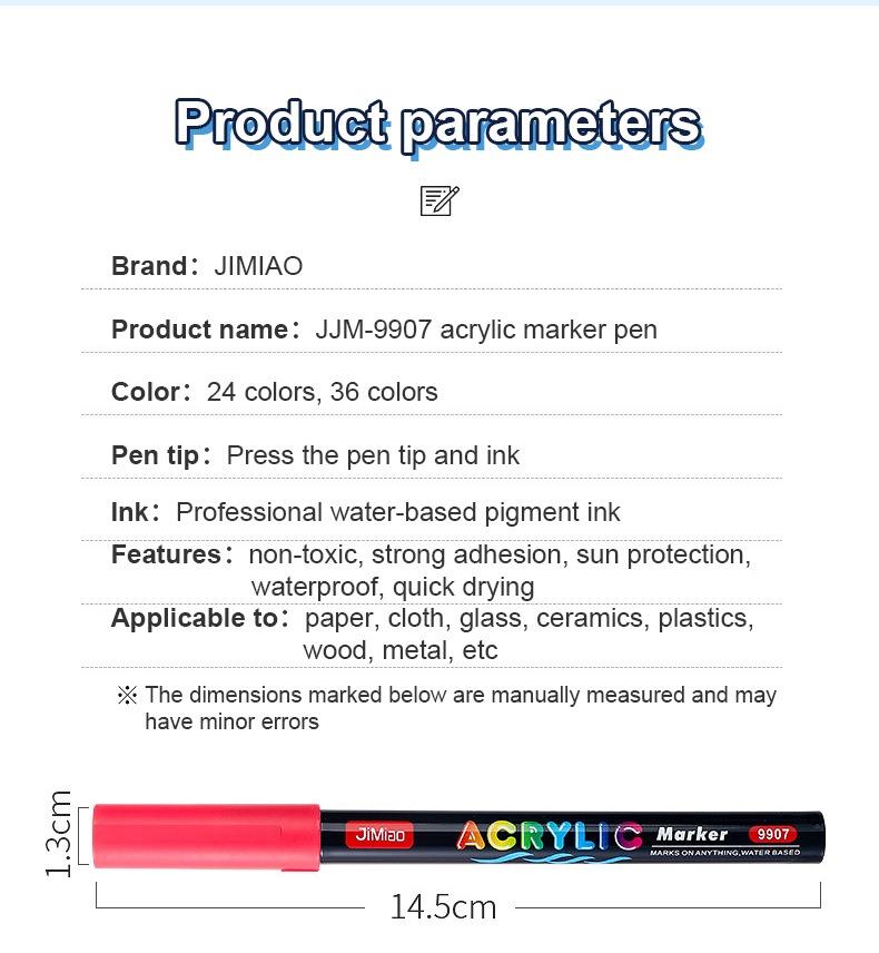 Product parameters-JiMiao Acrylic Coloring Marker Pen