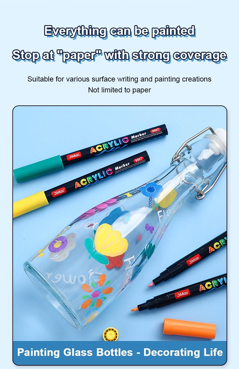 Everything canbe painted stop at "paper" with strong coverage-JiMiao Acrylic Coloring Marker Pen