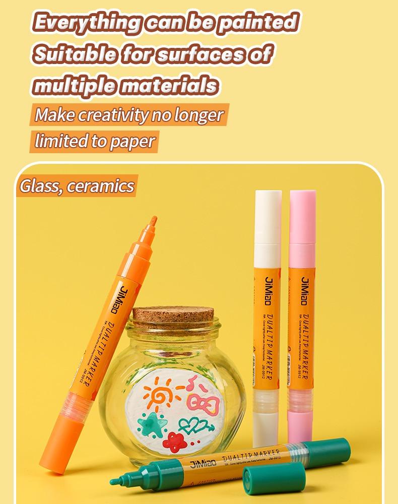 Everything can be painted suitable for surfaces of multiple materials-JiMiao Double-headed Valve Coloring Marker Pen