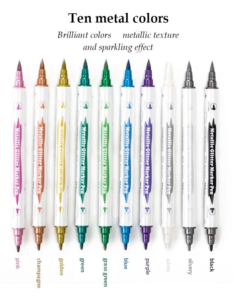 Ten metal colors-Double-headed Metal Marker Pens for Art Painting