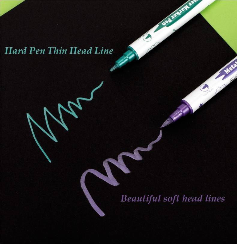 Hard pen thin head line-Double-headed Metal Marker Pens for Art Painting