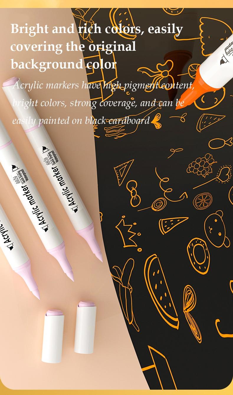 Bright and rich colors,easily covering the original background color-JiMiao Colorful Acrylic Markers Set