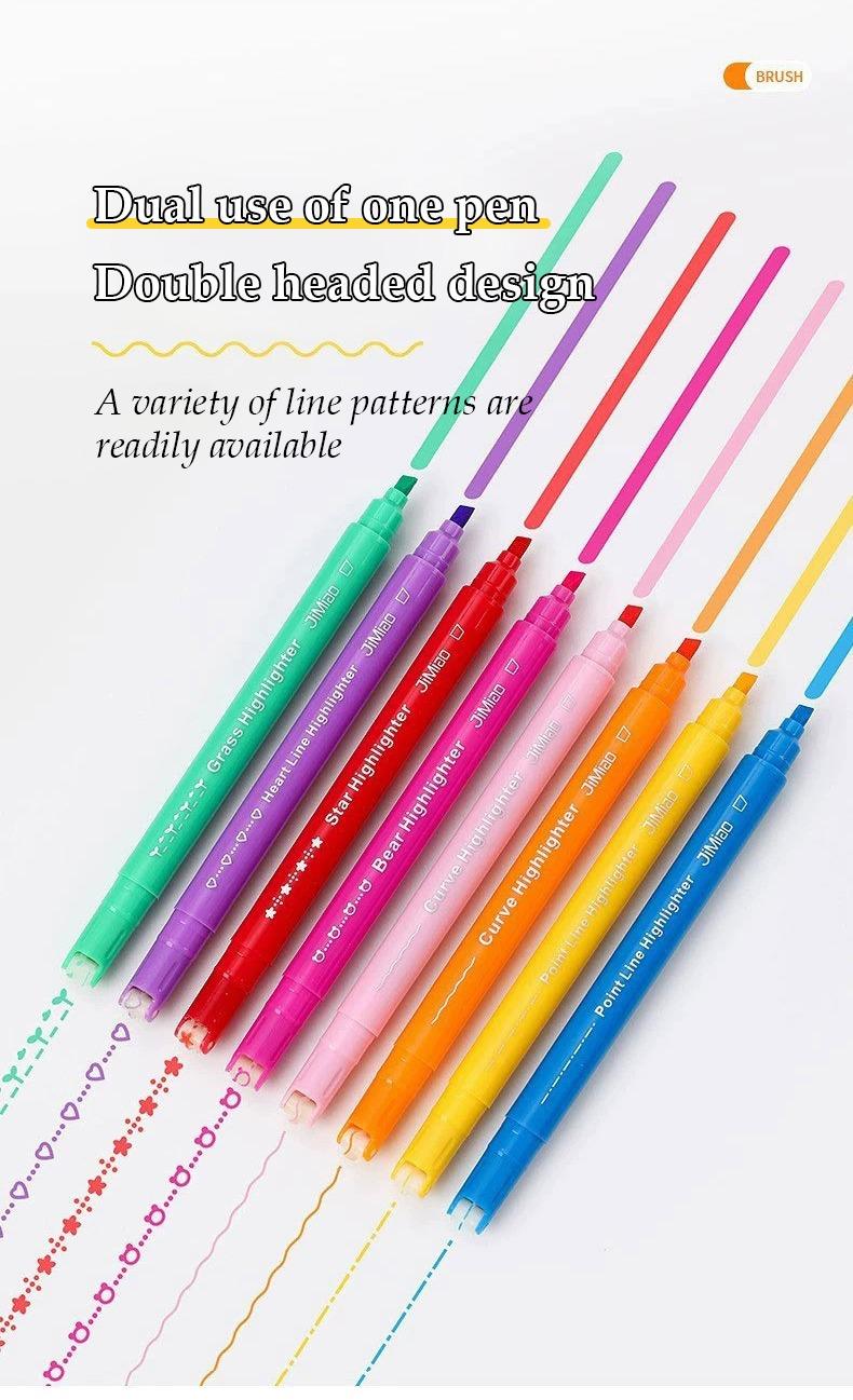 Dual use of one pen ,double headed design-JiMiao Curve Highlighter Markers Set