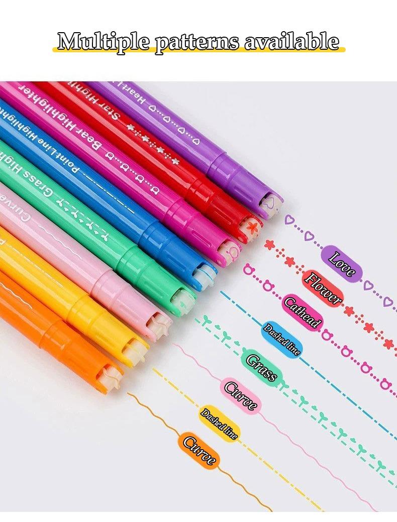 Multiple patterns available-JiMiao Curve Highlighter Markers Set