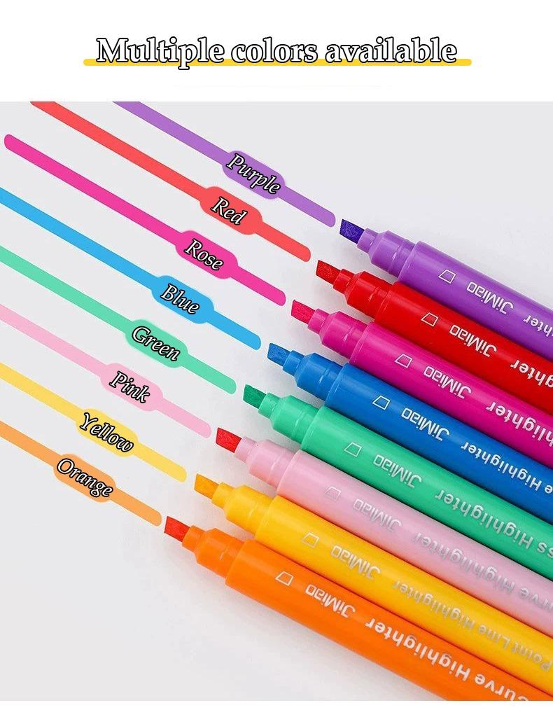 Multiple patterns available-JiMiao Curve Highlighter Markers Set