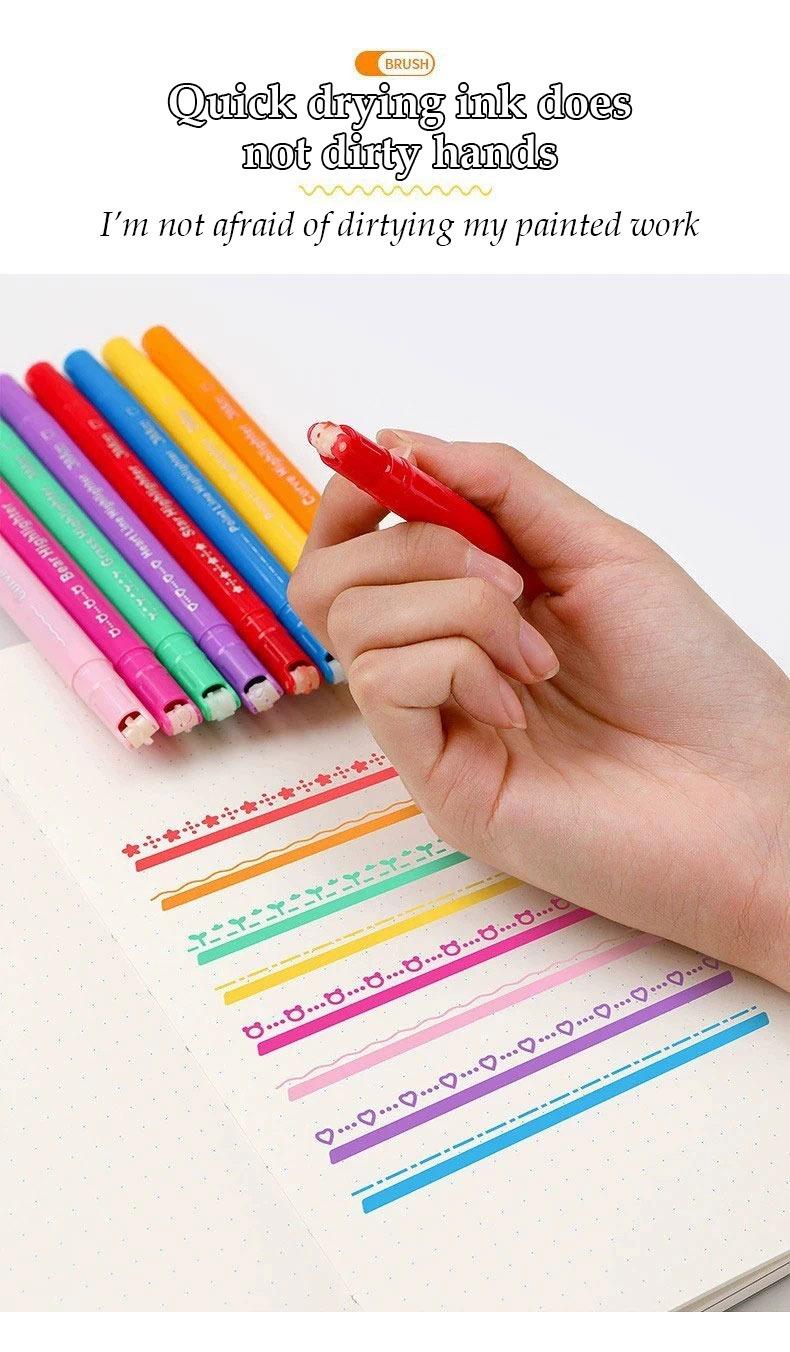 Quick drying ink does not dirty hands-JiMiao Curve Highlighter Markers Set