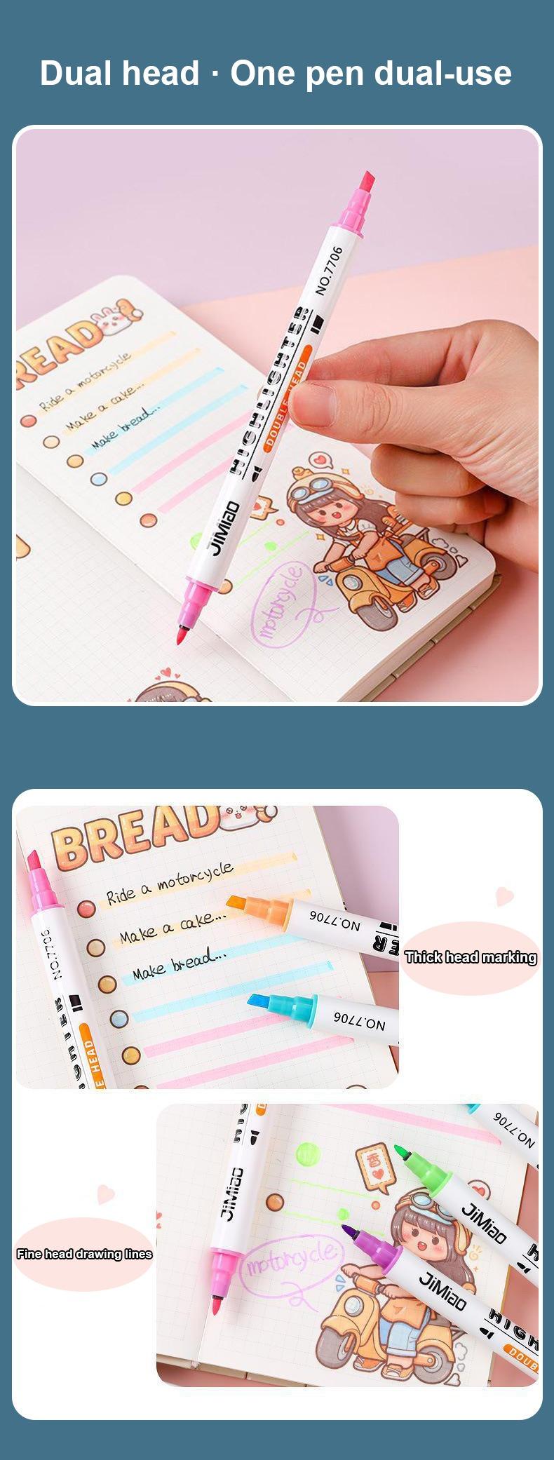 Dual head -JiMiao Double-Headed Highlighter Markers Set