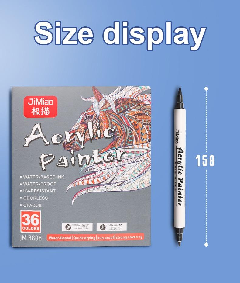 size dispaly-JiMiao Double-headed Acrylic Marker Pen