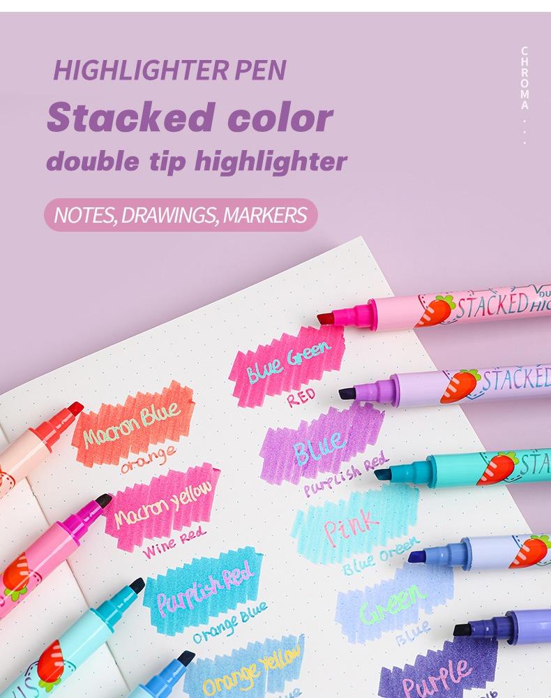 JiMiao Double-headed Highlighter Markers Pen 