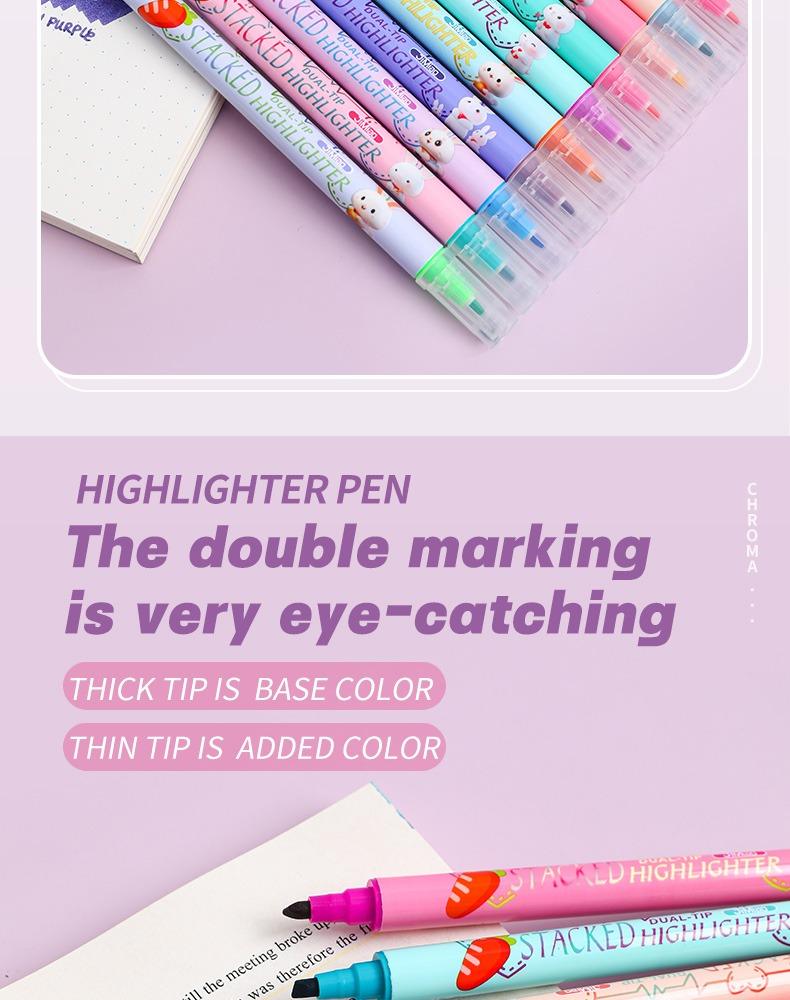 JiMiao Double-headed Highlighter Markers Pen 