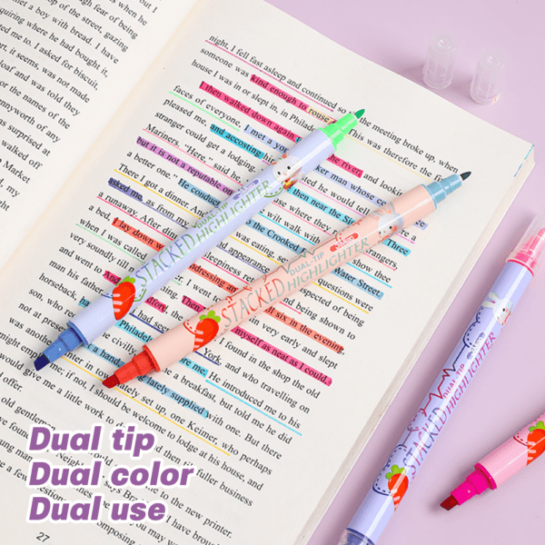 JiMiao Double-headed Highlighter Markers Pen 