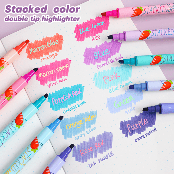 JiMiao Double-headed Highlighter Markers Pen 