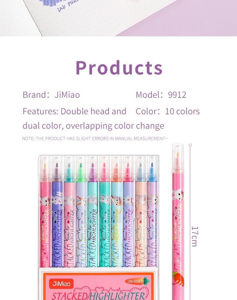 JiMiao Double-headed Highlighter Markers Pen 