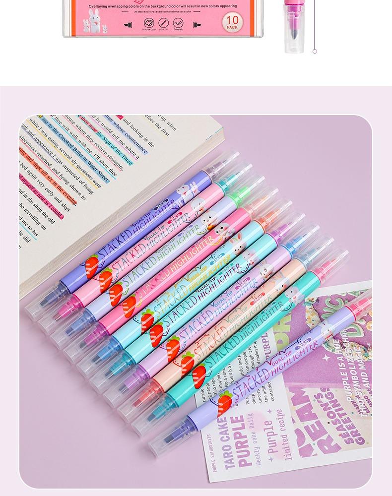 JiMiao Double-headed Highlighter Markers Pen 