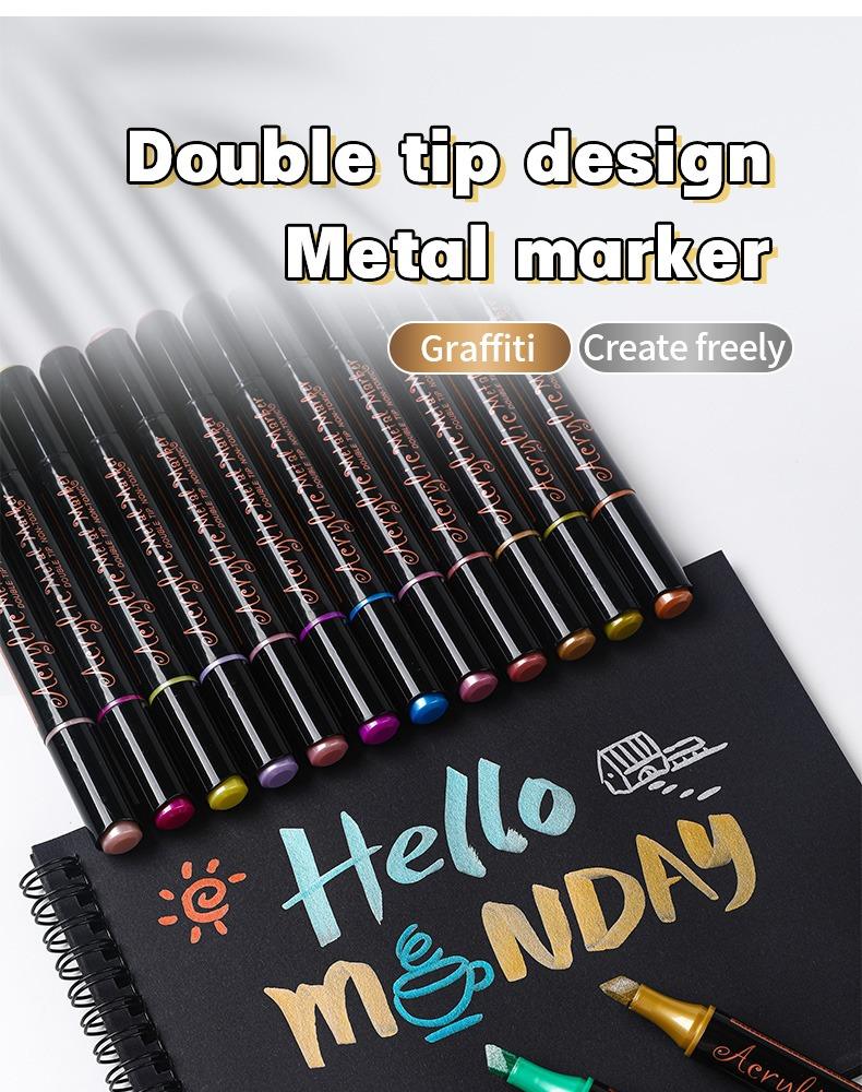 JiMiao Double-headed Metal Acrylic Markers Set