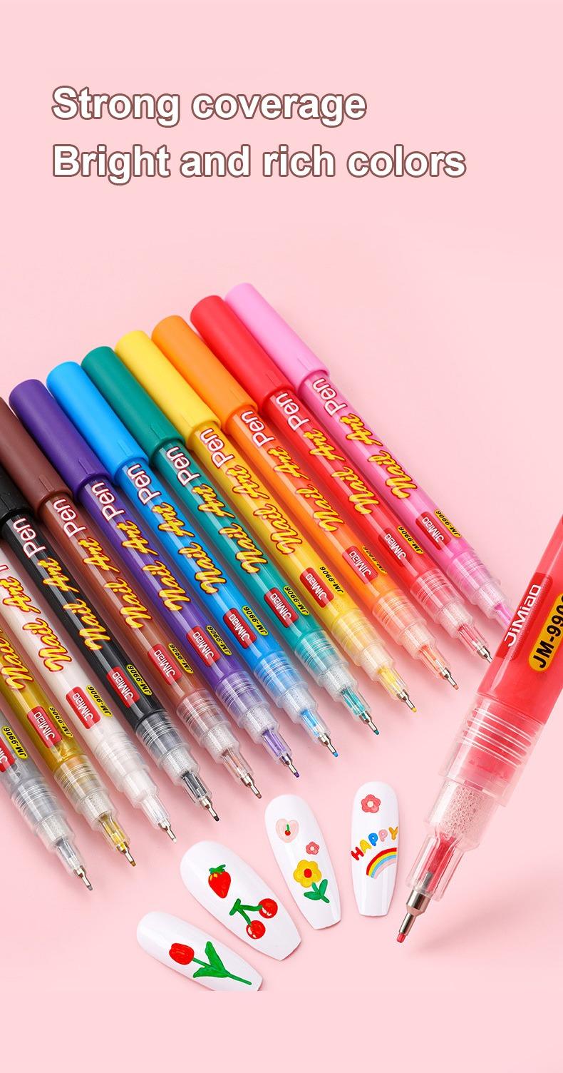 Steong coverage bright and rich colors-JiMiao Colorful Nail Art Coloring Marker Pen