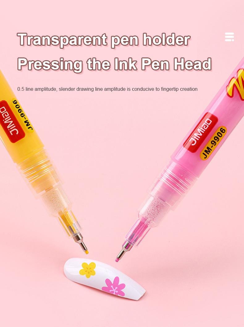 Transparent pen holder pressing the ink pen head-JiMiao Colorful Nail Art Coloring Marker Pen