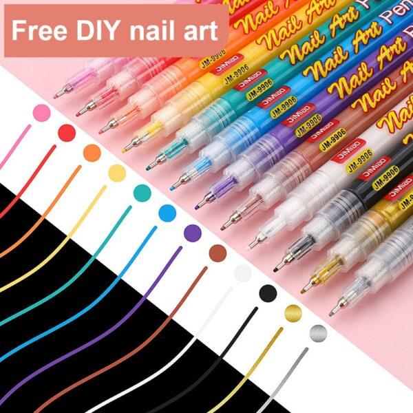 JiMiao Colorful Nail Art Coloring Marker Pen