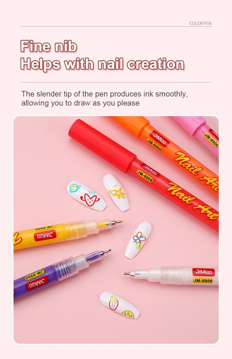 Fine nib help with nail creation-JiMiao Colorful Nail Art Coloring Marker Pen