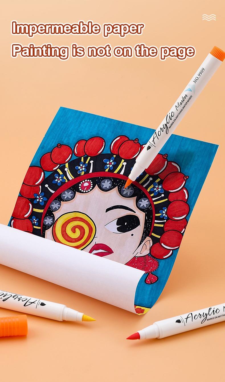 Impermeable paper painting is not on the page-JiMiao Soft-headed Acrylic Marker Pen