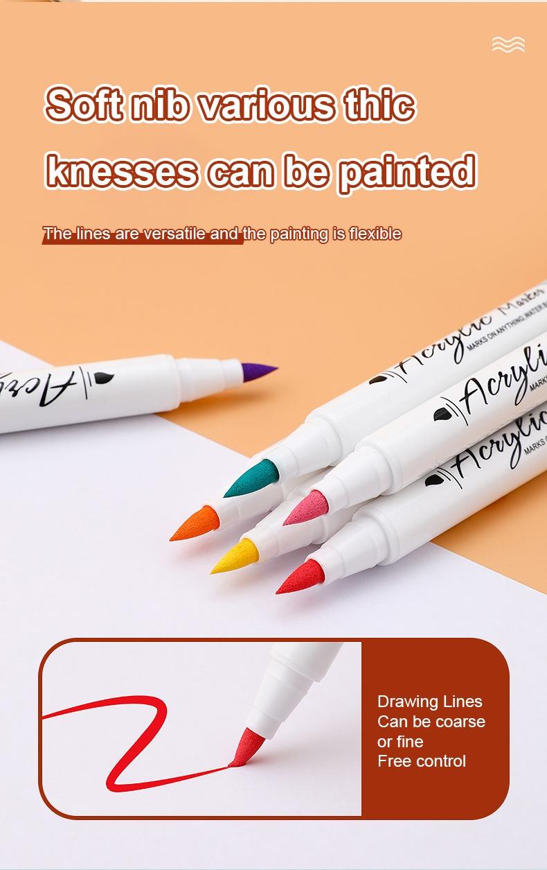 Soft nib various thic knesses can be painted-JiMiao Soft-headed Acrylic Marker Pen