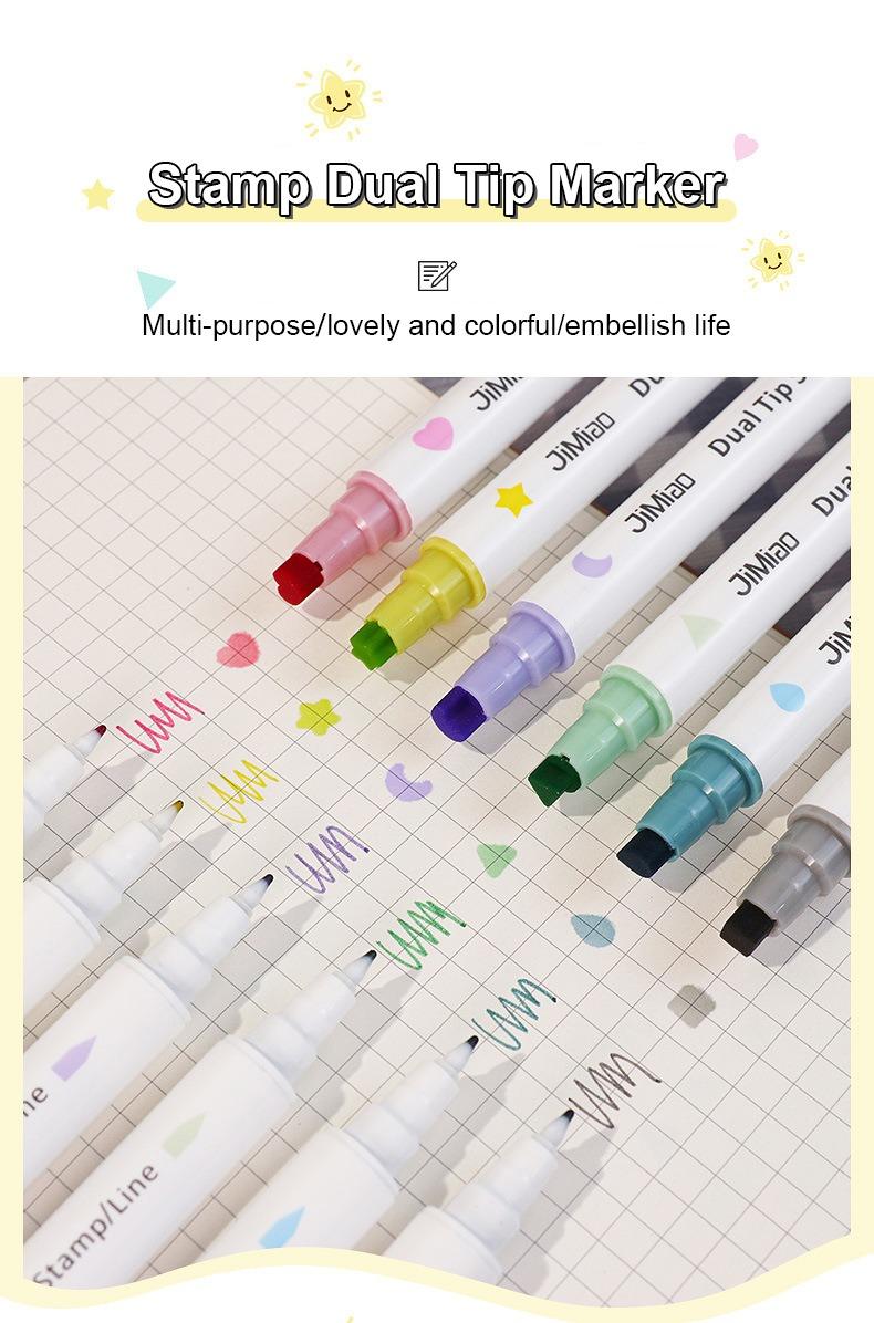 Stamp dual tip marker-JiMiao Double Head Highlighter Pen