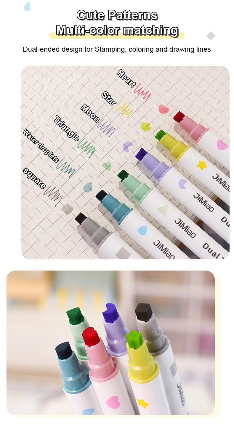 Cute patterns multi-color matching-JiMiao Double Head Highlighter Pen