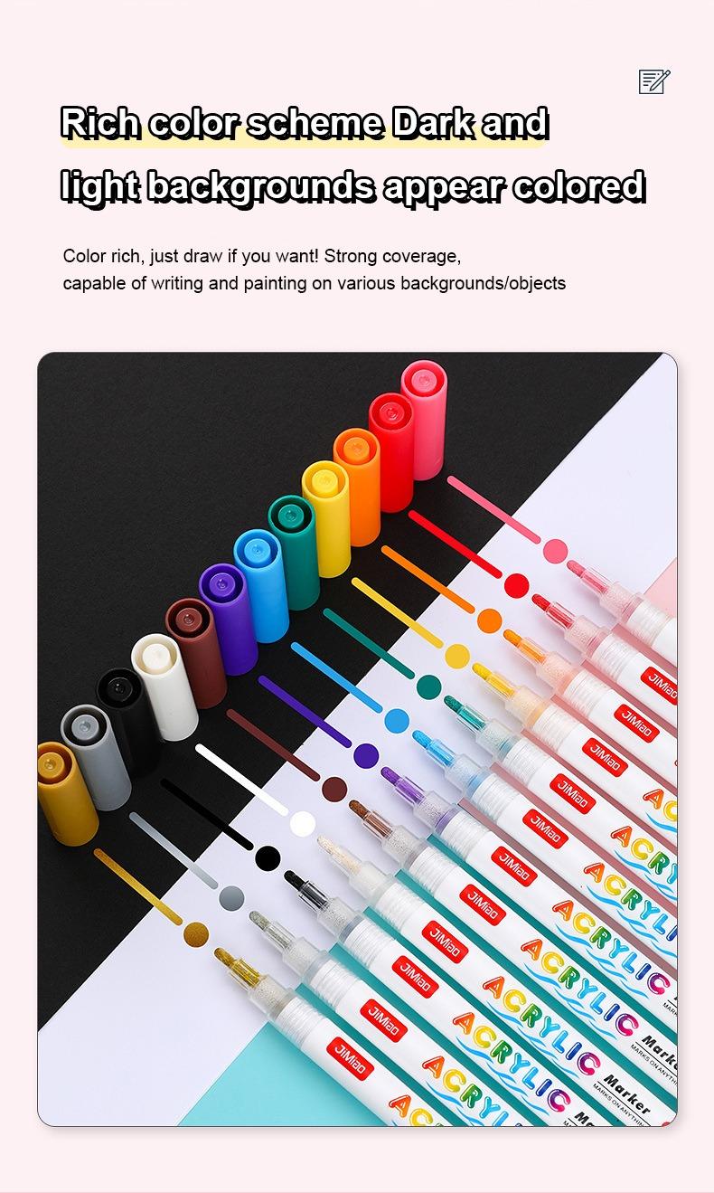 Rich Color Scheme Dark and Light backgrounds appear colored-JiMiao Valve Acrylic Coloring Marker Pen