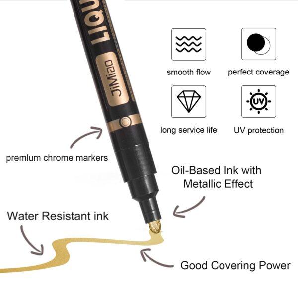 JiMiao Waterproof Acrylic Metal Color Markers Set